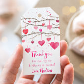 ピンク赤いハートスウィートアート誕生日 ギフトタグ