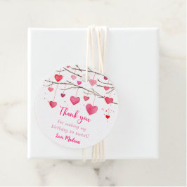 ピンク赤いハートスウィートアート誕生日 フェイバータグ