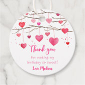 ピンク赤いハートスウィートアート誕生日 フェイバータグ (正面)