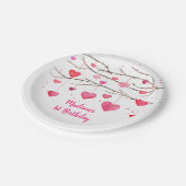 ピンク赤いハートスウィートアート誕生日 ペーパープレート (アングル)