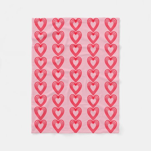 ピンク赤いハートス結婚バレンタインデー4エバ フリースブランケット (正面)