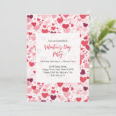 ピンク赤いハートズバレンタインデーパーティの招待状 招待状 (スタンド正面)