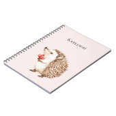 ピンク赤いハートハリネズミ ノートブック (左側)