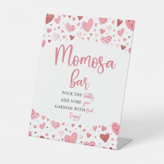 ピンク赤いハートバレンタインベビーシャワーモモモザバー 台座サイン (正面)