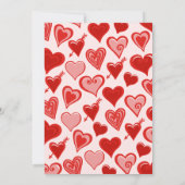 ピンク赤いハートパターシンプルン54歳の誕生日 招待状 (裏面)