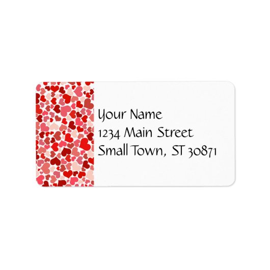 ピンク赤いハートパターンバレンタインデーのラブギフト ラベル (正面)