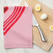 ピンク赤いハートラブバレンタインデー4ケイト キッチンタオル (四つ折り)
