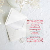 ピンク赤いハートリトルスウィートファースト誕生日 アクリル招待状