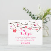 ピンク赤いハート誕生日 サンキューカード (スタンド正面)