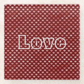 ピンク赤いハート グラデーション ガラスコースター (正面)