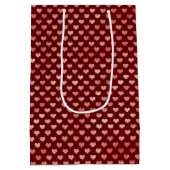 ピンク赤いハート グラデーション ミディアムペーパーバッグ (裏面)