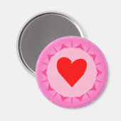 ピンク赤いハート マグネット (正面/裏面)