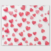 ピンク赤いハート ラッピングペーパー (フラット)
