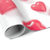 ピンク赤いハート ラッピングペーパー (ロールコーナー)