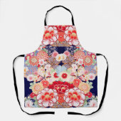 ピンク赤い白い花牡丹、バラ日本のフローラ エプロン (正面)