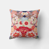 ピンク赤い白い花牡丹、バラ日本のフローラ クッション (裏面)
