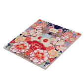 ピンク赤い白い花牡丹、バラ日本のフローラ タイル (側面)