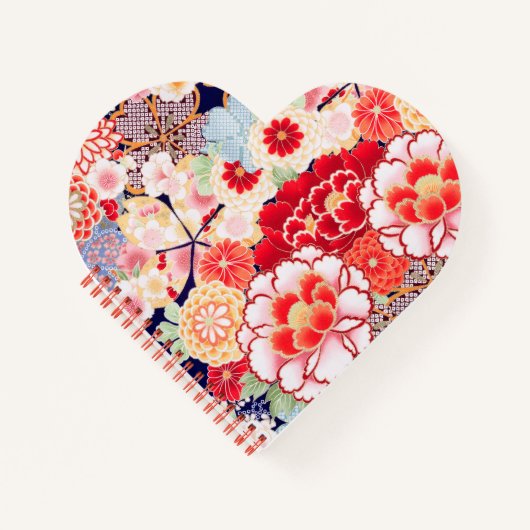 ピンク赤い白い花牡丹、バラ日本のフローラ ノートブック (正面)