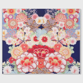 ピンク赤い白い花牡丹、バラ日本のフローラ ラッピングペーパー (フラット)