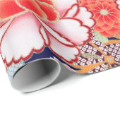 ピンク赤い白い花牡丹、バラ日本のフローラ ラッピングペーパー (ロールコーナー)