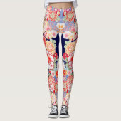 ピンク赤い白い花牡丹、バラ日本のフローラ レギンス (正面)