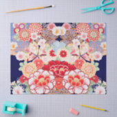 ピンク赤い白い花牡丹、バラ日本のフローラ 薄葉紙 (クラフト)