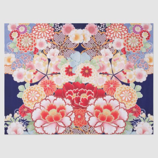 ピンク赤い白い花牡丹、バラ日本のフローラ 薄葉紙 (正面)