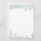 ピンク赤ちゃんのシャワーの途中に小さな雪片が出ている 招待状 (裏面)