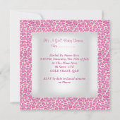 ピンク赤ちゃんシャワーガールアンブレラヒョウ 招待状 (裏面)