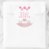 ピンク赤ちゃんシャワーデザートテーブルラベルラベルシール ラウンドシール (バッグ)