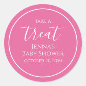 ピンク赤ちゃんシャワーミニマル書道台本 ラウンドシール (正面)