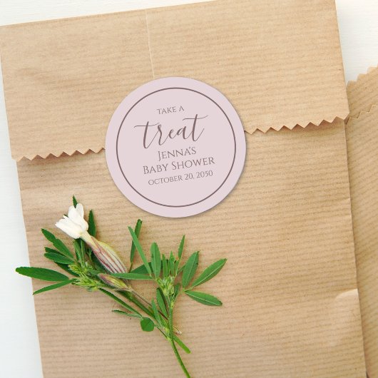 ピンク赤ちゃんシャワーミニマル書道台本 ラウンドシール