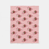 ピンク赤と白にクリスマスキャンディーケーンパターン フリースブランケット (正面)