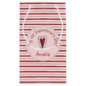 ピンク赤と白ストライプのバビーズファーストバレンタイン スモールペーパーバッグ (裏面)