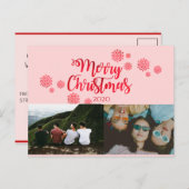 ピンク赤のきらきら光るクリスマス写真のはがき シーズンポストカード (正面/裏面)