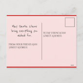 ピンク赤のきらきら光るクリスマス写真のはがき シーズンポストカード (裏面)