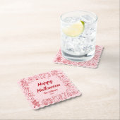 ピンク赤の手予測できな描きドードルハロウィーン ペーパーコースター (インサイチュ)