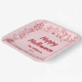 ピンク赤の手予測できな描きドードルハロウィーン ペーパープレート (傾斜あり)