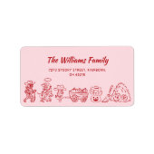 ピンク赤の手予測できな描きドードルハロウィーン ラベル (正面)