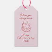 ピンク赤の手書きバレンタイン ギフトタグ (正面)