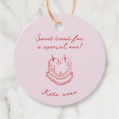 ピンク赤の手書きバレンタイン フェイバータグ (正面)