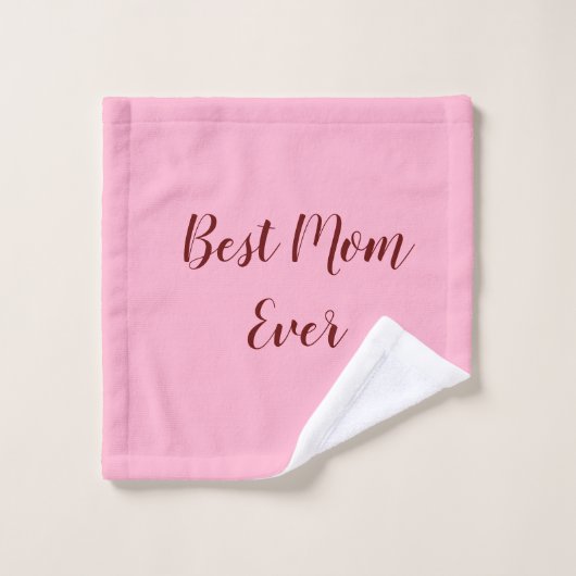 ピンク赤の母親の日最高の母は常に贈り物を追加文字 ウォッシュタオル (ウォッシュタオル)