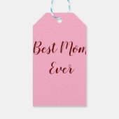 ピンク赤の母親の日最高の母は常に贈り物を追加文字 ギフトタグ (裏面)