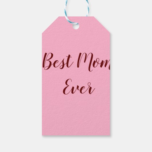 ピンク赤の母親の日最高の母は常に贈り物を追加文字 ギフトタグ (裏面)