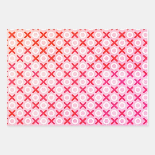 ピンク赤の追加の名前モノグラムは私のバレンタインXO愛 ラッピングペーパーシート (正面3)