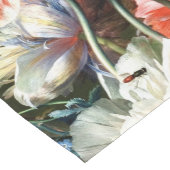 ピンク赤アネモネ白い花、黒い蝶 ショートテーブルランナー (コーナー)