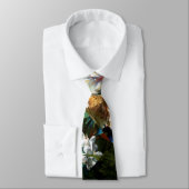 ピンク赤アネモネ白い花、黒い蝶 ネクタイ (タイ)