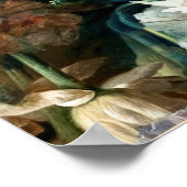 ピンク赤アネモネ白い花、黒い蝶 ポスター (角)