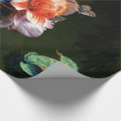 ピンク赤アネモネ白い花、黒い蝶 ラッピングペーパー (角)