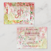 ピンク赤イエローグリーンモダン抽象芸術エレガント 名刺 (正面/裏面)